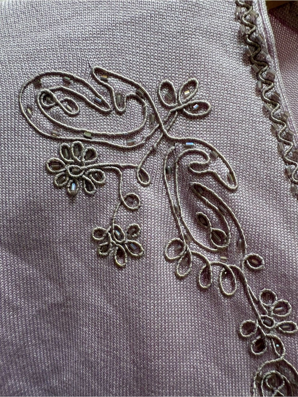 NWT Elisabeth 1X Lavender Cardigan Silk Blend Embellished Embroidered Sweater - Picture 12 of 16